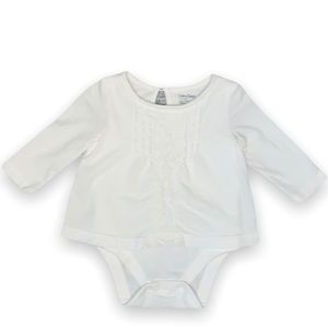 Baby Gap White Long Sleeve Onesie w/ Overlay & Lace Detail 3-6 Months LIKE NEW